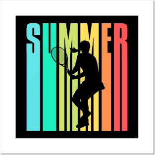 US Open Summer Tennis Silhouette Posters and Art